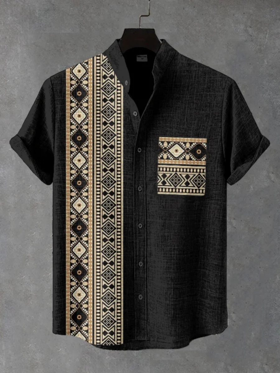 Men'S Ethnic Fashion Trends - Мужская рубашка с коротким рукавом в