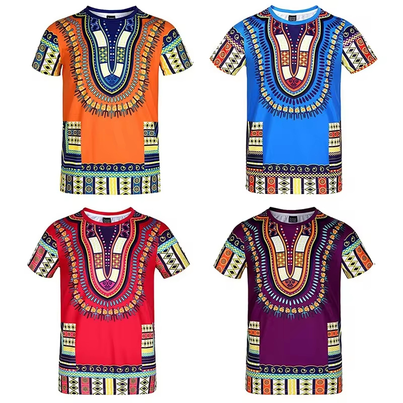 Летняя футболка Harajuku с 3D  – обзор и цена Dashiki Shirt Men